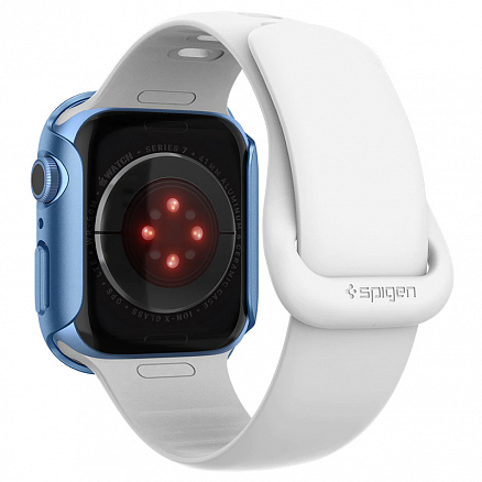 Чехол для Apple Watch 41 мм пластиковый тонкий Spigen Thin Fit синий