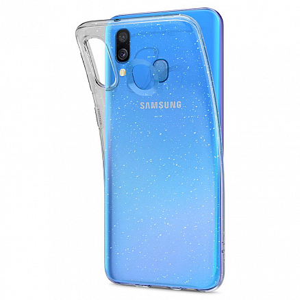Чехол для Samsung Galaxy A40 гелевый с блестками Spigen SGP Liquid Crystal Glitter прозрачный