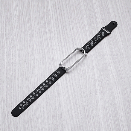 Сменный браслет для Xiaomi Mi Band 3 силиконовый Nova Steel Nike черно-серый