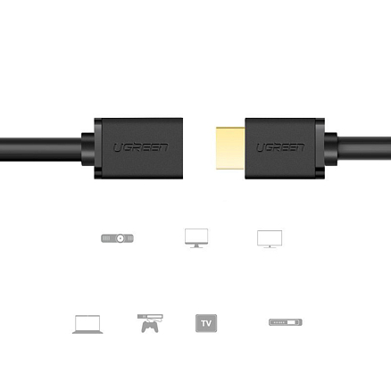 Кабель-удлинитель HDMI - HDMI (папа - мама) длина 2 м версия 2.0 4K 60Hz Ugreen HD107 черный