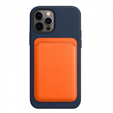 Магнитный карман MagSafe для карточки на iPhone оранжевый