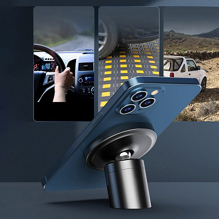 Держатель автомобильный на приборную панель или в решетку обдува магнитный MagSafe для iPhone Baseus Magnetic черный