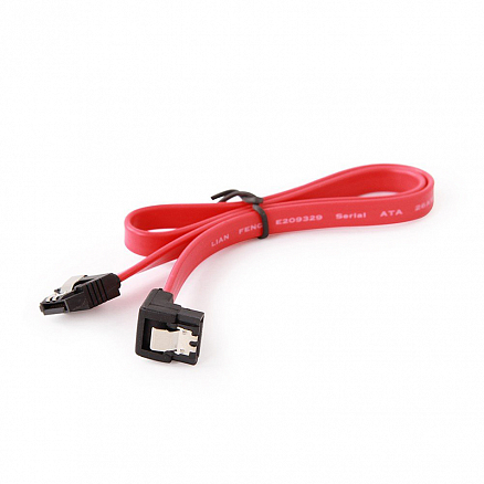 Кабель SATA 3.0 для подключения жестких дисков длина 0,5 м с угловым штекером Cablexpert CC-SATAM-DATA90 красный