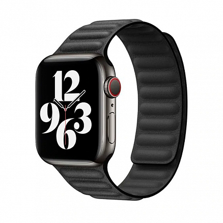 Ремешок-браслет для Apple Watch 42 и 44 мм кожаный Nova Leather Loop черный