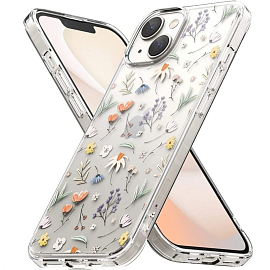 Чехол для iPhone 14 гибридный Ringke Fusion Dry Flowers прозрачный