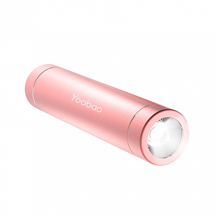 Внешний аккумулятор Yoobao Led Too компактный с фонариком 2500мАч (ток 1А) розовое золото