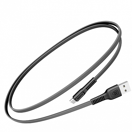 Кабель USB - MicroUSB для зарядки 1 м 2А плоский Baseus Tough черный