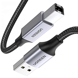 Кабель USB - USB B 1,5 м плетеный Ugreen US369 черный