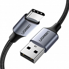 Кабель Type-C - USB 2.0 для зарядки 3 м 2.4А плетеный Ugreen US288 черный