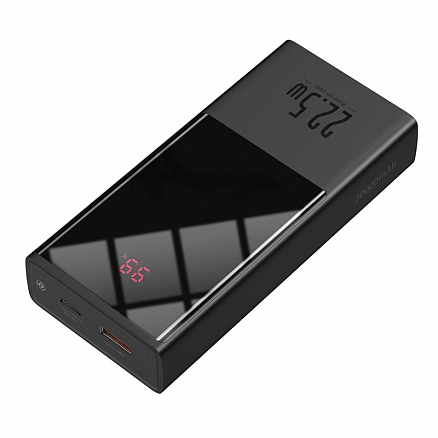 Внешний аккумулятор Baseus Super Mini Digital с дисплеем 20000мАч (USB, Type-C, ток 3А, быстрая зарядка PD, QC 3.0, 22.5Вт) черный