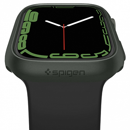 Чехол для Apple Watch 45 мм пластиковый тонкий Spigen Thin Fit хаки