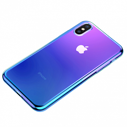Чехол для iPhone X, XS гелевый Baseus Glow прозрачно-синий
