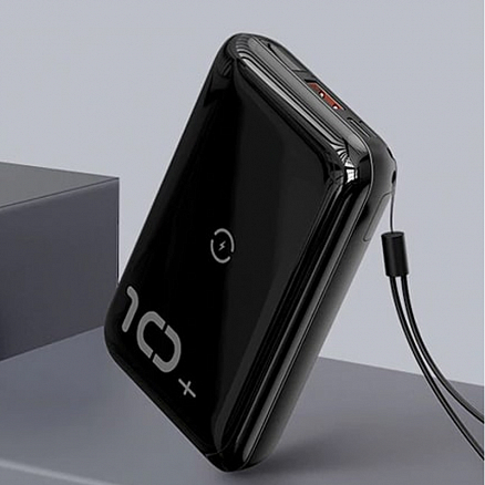 Внешний аккумулятор Baseus Mini S Bracket с беспроводной зарядкой 10000мАч (Type-C, USB, ток 3А, 18Вт) черный