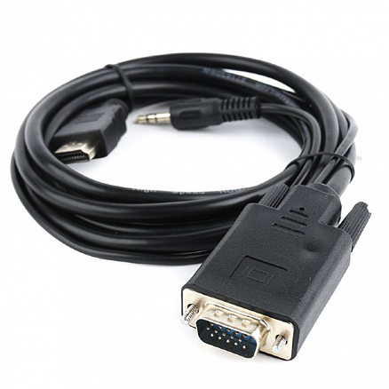 Кабель (преобразователь) HDMI - 3,5 мм, VGA (папа - папа, папа) длина 10 м версия 1.4 Cablexpert черный