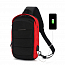 Рюкзак однолямочный Ozuko 9068 с отделением для планшета и USB портом антивор красный