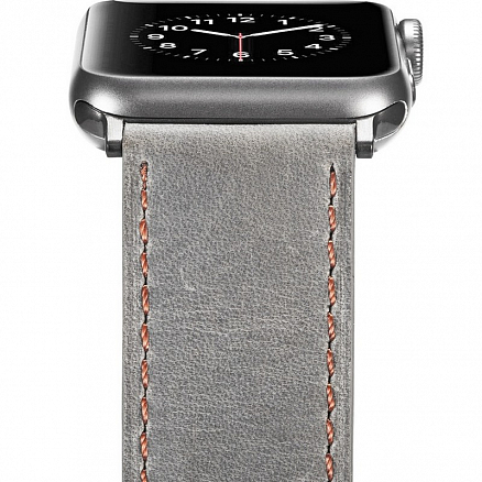 Ремешок-браслет для Apple Watch 38 и 40 мм из натуральной кожи Nova Luxury серый