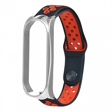 Сменный браслет для Xiaomi Mi Band 3 силиконовый Nova Steel Nike черно-красный