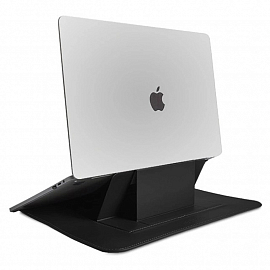 Чехол для Apple MacBook Air 13 (2018-2019) A1932, (2020) А2179, M1 (2020) A2337 кожаный футляр с подставкой Wiwu Skin Pro Stand черный