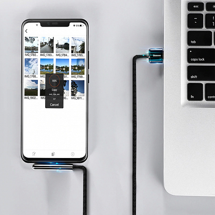 Кабель USB - Lightning для зарядки iPhone 1 м 2.4А игровой плетеный Baseus Iridescent Lamp черный