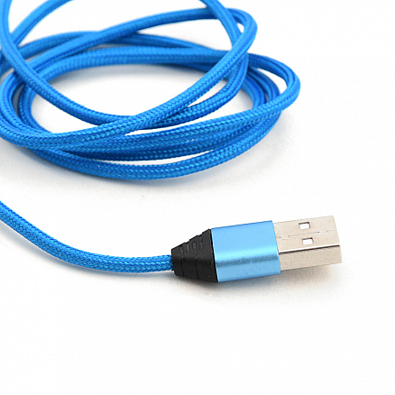 Кабель USB - MicroUSB для зарядки 1 м 2A плетеный Rock Space Metal M5 синий