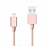 Кабель USB - Lightning для зарядки iPhone 1,8 м 2.4А MFi Rock Round II розовое золото