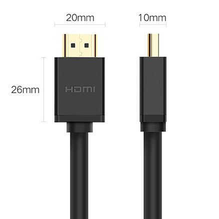 Кабель HDMI - HDMI (папа - папа) длина 10 м версия 1.2 2K 60Hz Ugreen HD104 черный