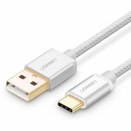 Кабель Type-C - USB 2.0 для зарядки 0,5 м 3А плетеный Ugreen US174 (быстрая зарядка) белый