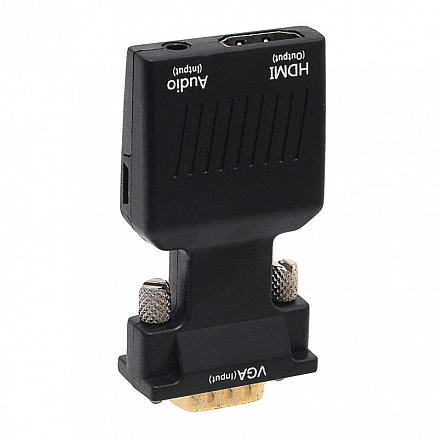 Переходник VGA - HDMI (папа - мама) с аудио входом 3,5 мм компактный с питанием MicroUSB черный