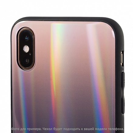 Чехол для Huawei Y7 2019 гибридный с закаленным стеклом GreenGo Aurora коричнево-розовый