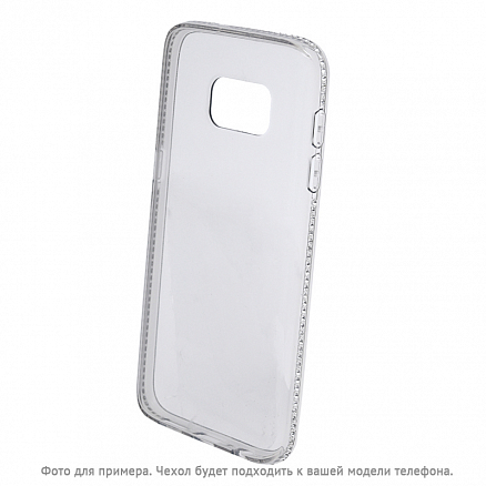 Чехол для Samsung Galaxy S7 гелевый со стразами Beeyo Diamond Frame серый