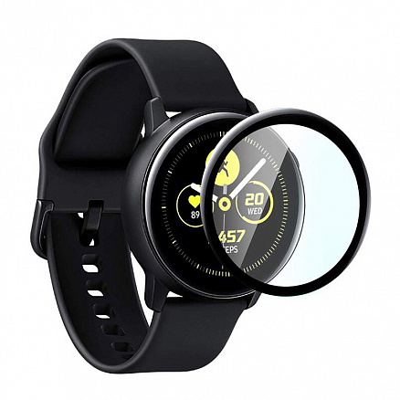 Защитное стекло для Samsung Galaxy Watch Active на весь экран противоударное Lito-9 3D черное