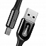 Кабель USB - Lightning для зарядки iPhone 1 м 2.4А плетеный Baseus X-Type черный