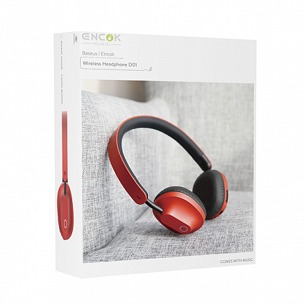 Наушники беспроводные Bluetooth Baseus Encok D01 накладные с микрофоном красные