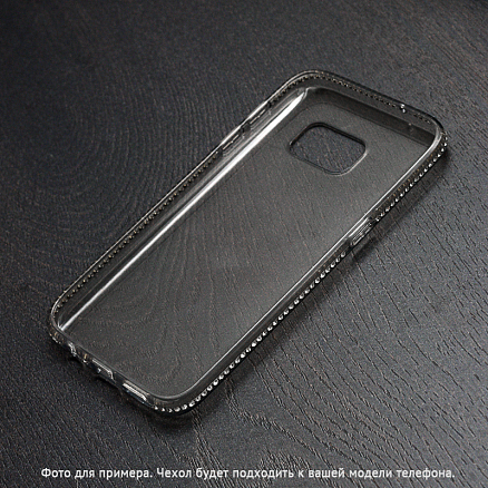 Чехол для Samsung Galaxy S7 гелевый со стразами Beeyo Diamond Frame серый