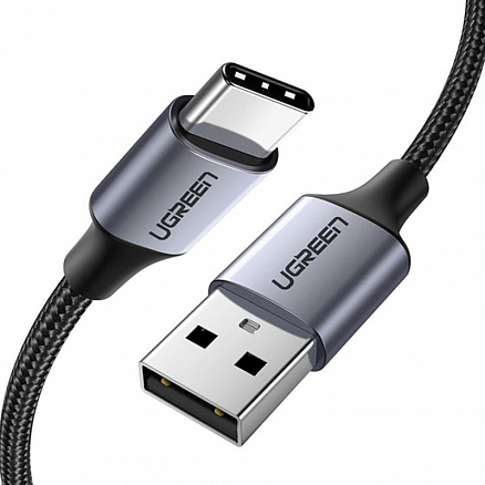 Кабель Type-C - USB 2.0 для зарядки 0,5 м 3А плетеный Ugreen US288 (быстрая зарядка QC 3.0) черный