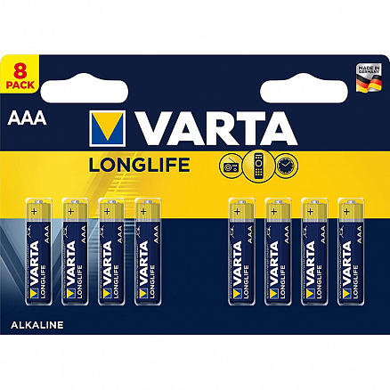 Батарейка LR03 Alkaline (пальчиковая маленькая AAA) Varta Longlife упаковка 8 шт.
