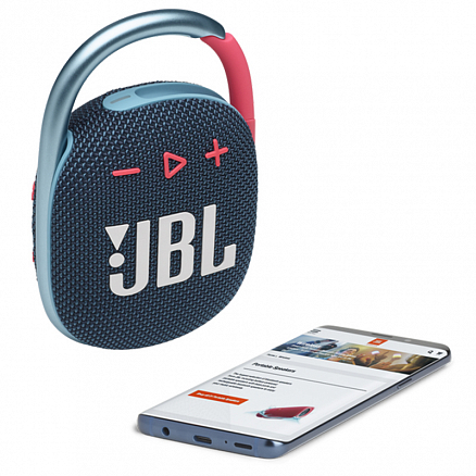 Портативная колонка JBL Clip 4 с защитой от воды сине-розовая