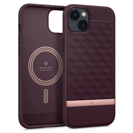 Чехол для iPhone 14 Plus гибридный Spigen Caseology Parallax MagSafe бордовый