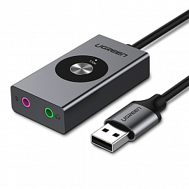 Внешняя звуковая карта 7.1 USB 2.0 с управлением Ugreen CM190 черная
