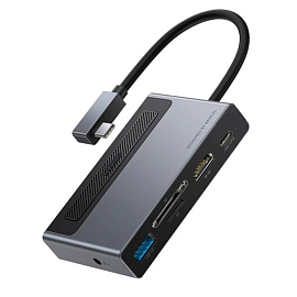 Переходник Type-C - USB 3.0, TF, SD, HDMI, Type-C PD, 3.5 мм Baseus Magic серый