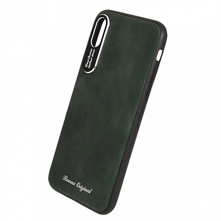 Чехол для iPhone X, XS гибридный с кожей Remax Yiming зеленый