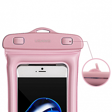 Водонепроницаемый чехол для телефона до 6 дюймов Usams YD007 розовый