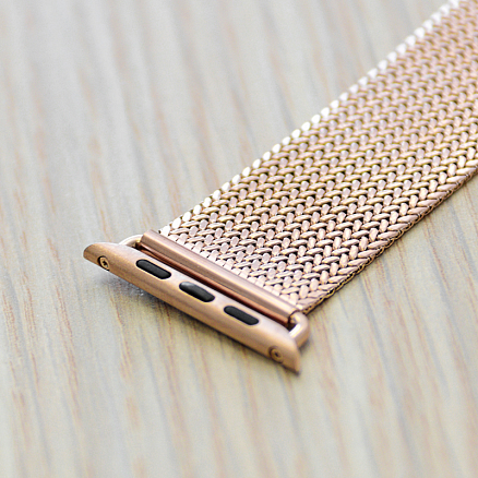 Ремешок-браслет для Apple Watch 42 и 44 мм миланское плетение Nova-01 розовое золото
