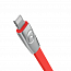 Кабель USB - Lightning для зарядки iPhone 1 м 2.4А плоский Rock Zodiac Coсk красный