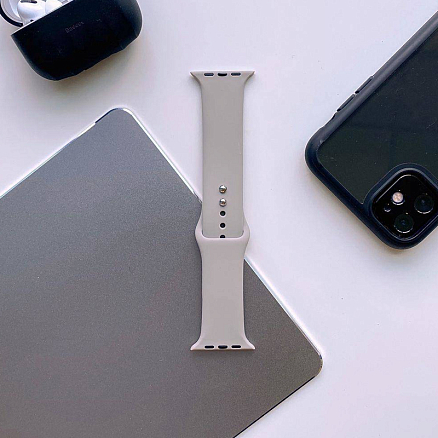 Ремешок-браслет для Apple Watch 4, 5, 6, 7, 8, SE, Ultra 42, 44, 45 и 49 мм силиконовый Tech-Protect IconBand серый