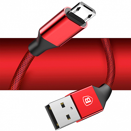 Кабель USB - MicroUSB для зарядки 1 м 2A плетеный Baseus Yiven красный