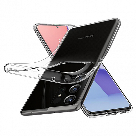 Чехол для Samsung Galaxy S21 Ultra гелевый ультратонкий Spigen SGP Liquid Crystal прозрачный