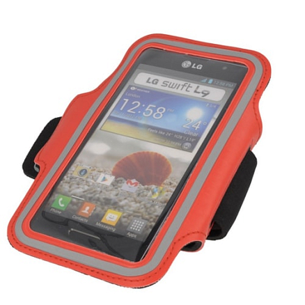 Чехол универсальный для телефона до 5.1 дюйма спортивный наручный GreenGo Premium красный