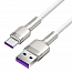 Кабель Type-C - USB 3.0 для зарядки 1 м плетеный 6А 66W Baseus Cafule Metal Data (быстрая зарядка) белый