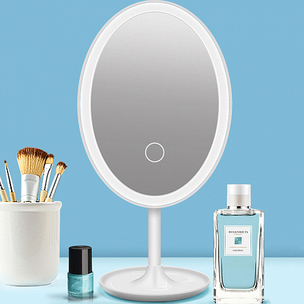 Зеркало для макияжа с подсветкой настольное Nova TD-015 белое